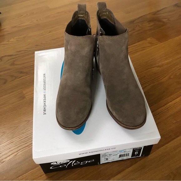 Aqua College Lori Waterproof Booties Dark Taupe Suede Size 6M - Picture 3 of 13